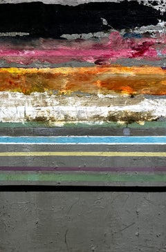Le stelle della notte più buia, pittura a righe su pannello di legno
