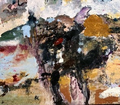 Tintern Abbey, bold colorful brushwork  blues pinks earth tones