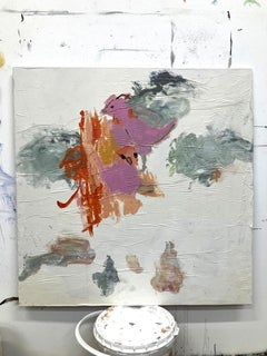 Two birds in the afterlife, mystical abstract oil painting w texture