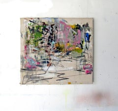 West End, farbenfrohes, gestisches, abstraktes Gemälde