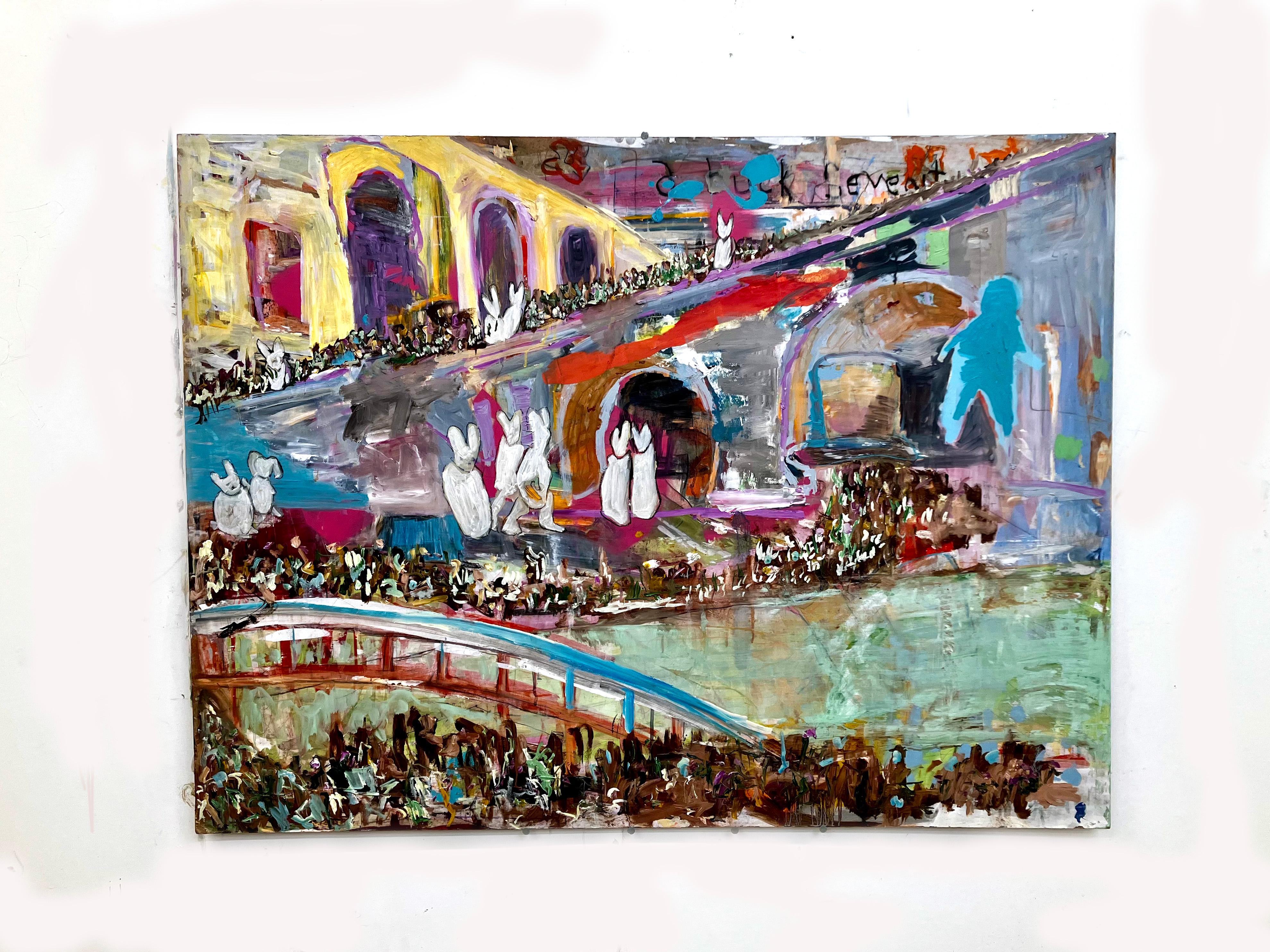 Astratto, paesaggio, figurativo: una tana di coniglio, che ricorda Venezia

Lo stile artistico di Carl Dimitri è sfaccettato e mescola elementi astratti, contemporanei ed espressionistici. Il suo lavoro incorpora spesso texture grezze, colori