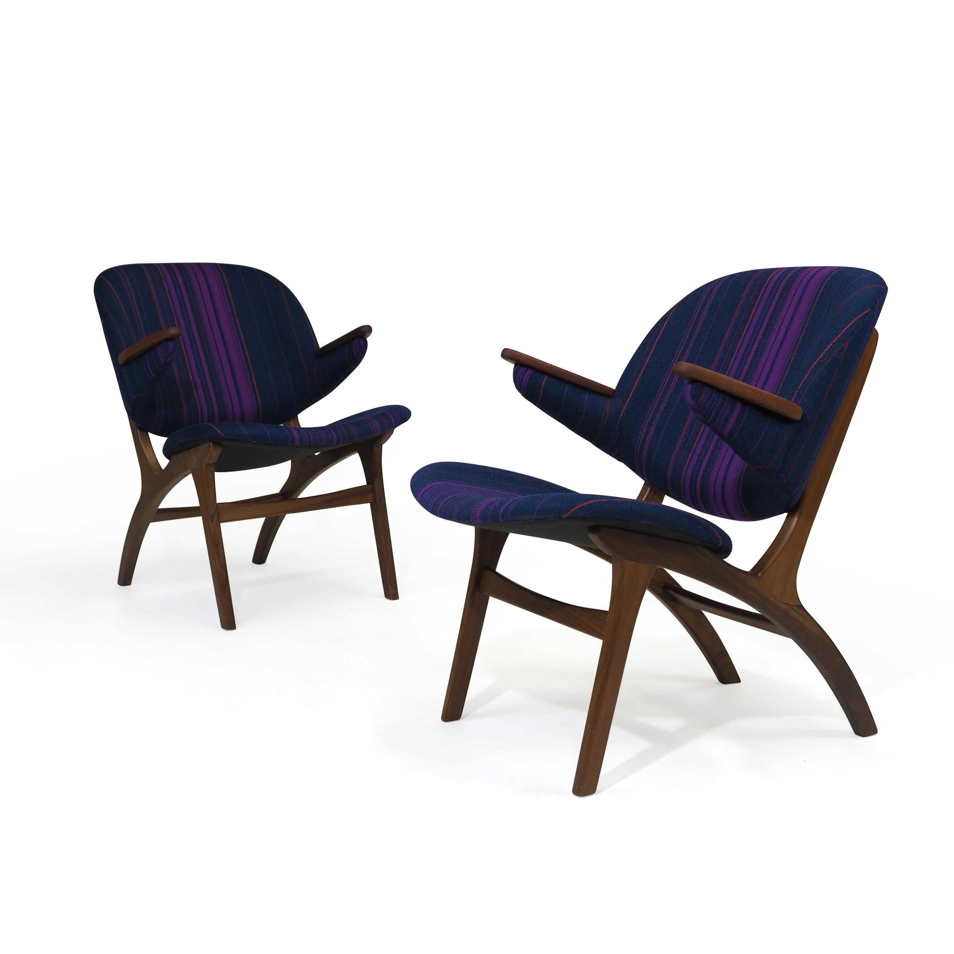20th Century Carl Edward Matthes Danish Teak Lounge Chairs, a Pair