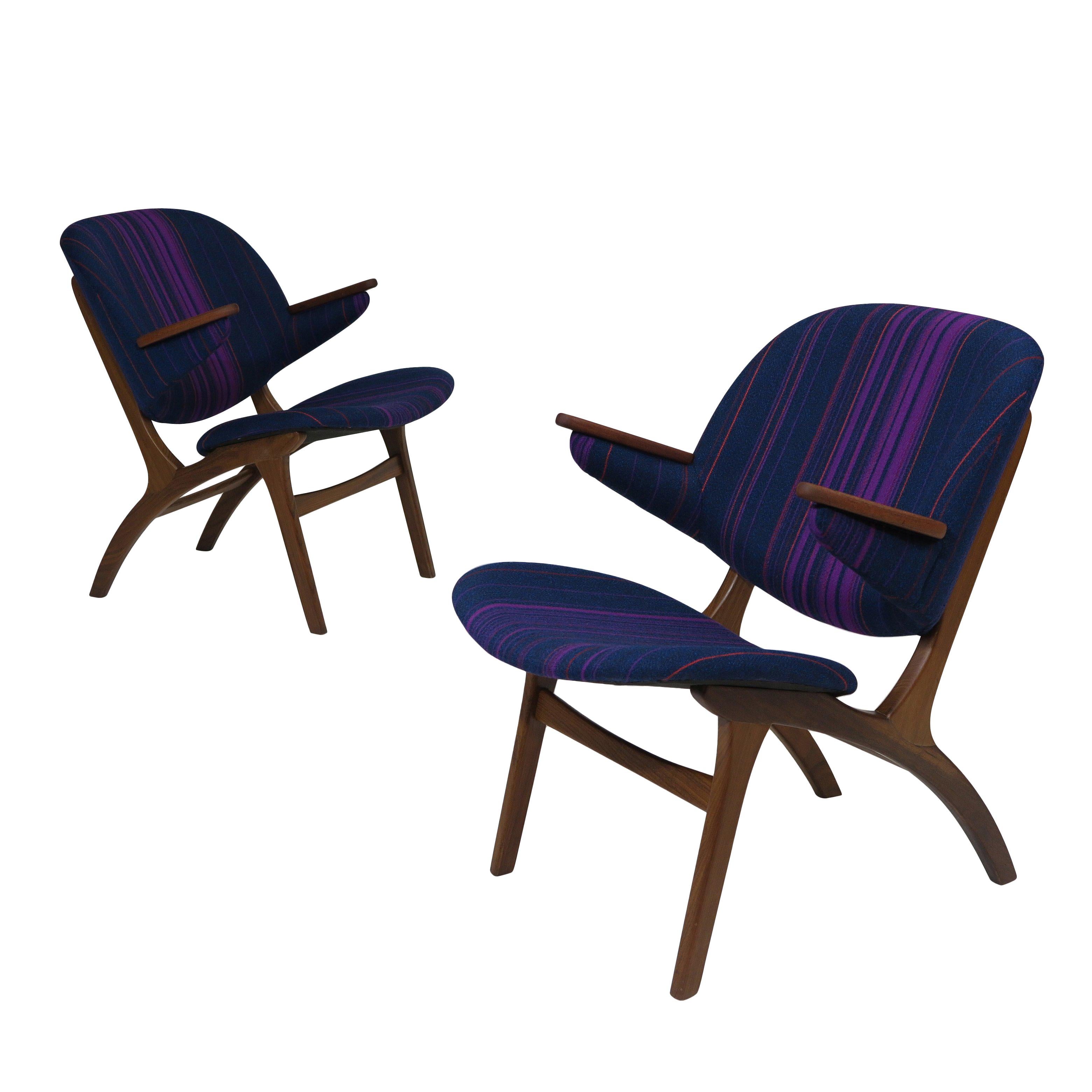Carl Edward Matthes Danish Teak Lounge Chairs, a Pair