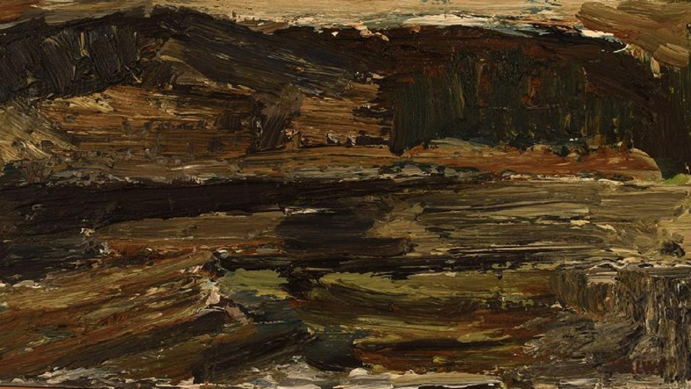 Modern Carl-Einar Tellwe, Listed Swedish Artist, Oil on Board, Landscape For Sale
