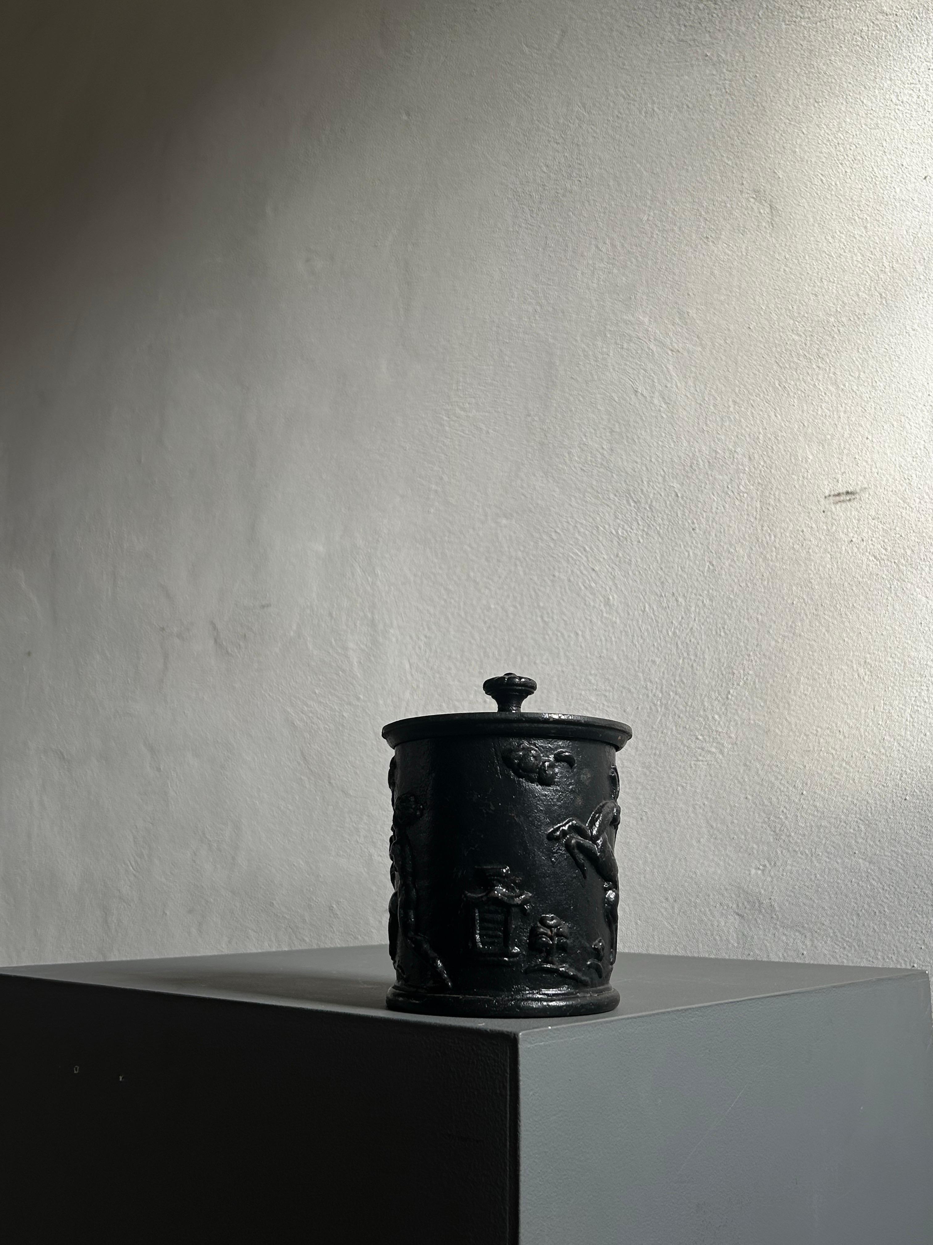 Art Deco Carl Elmberg Lidded Jar produced by Näfveqvarns Bruk, Sweden 1920’s For Sale