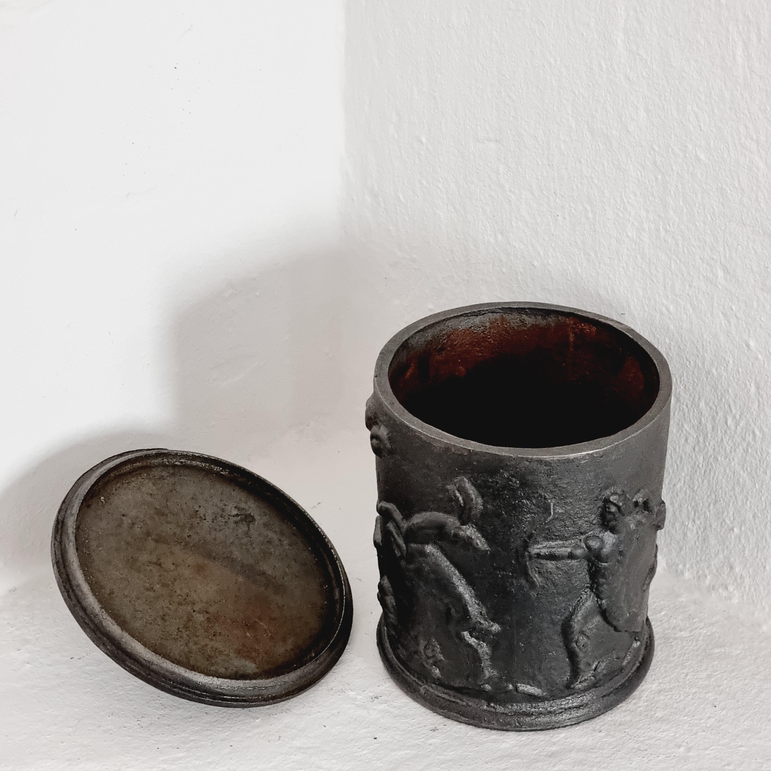 Carl Elmberg, Tobacco Jar in Cast Iron, Näfveqvarns Bruk, Swedish Grace, 1920s For Sale 3