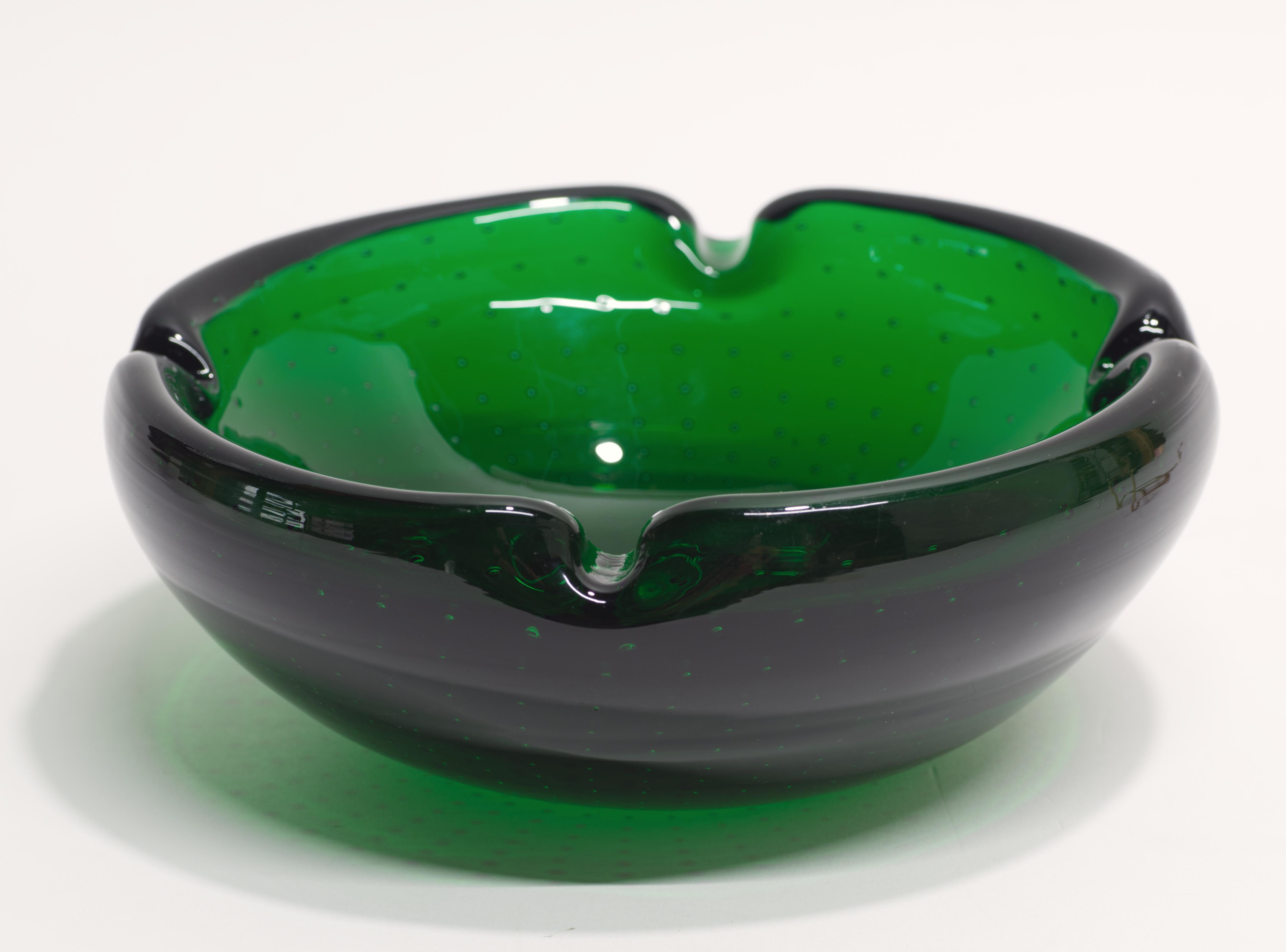 Cenicero Carl Erickson Green Bowl American Art Studio Glass Década de 1940-1950 Vidrio soplado en venta