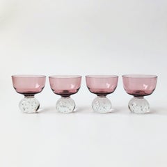 Carl Erickson Purple Art Glass Coupes - Set of 4