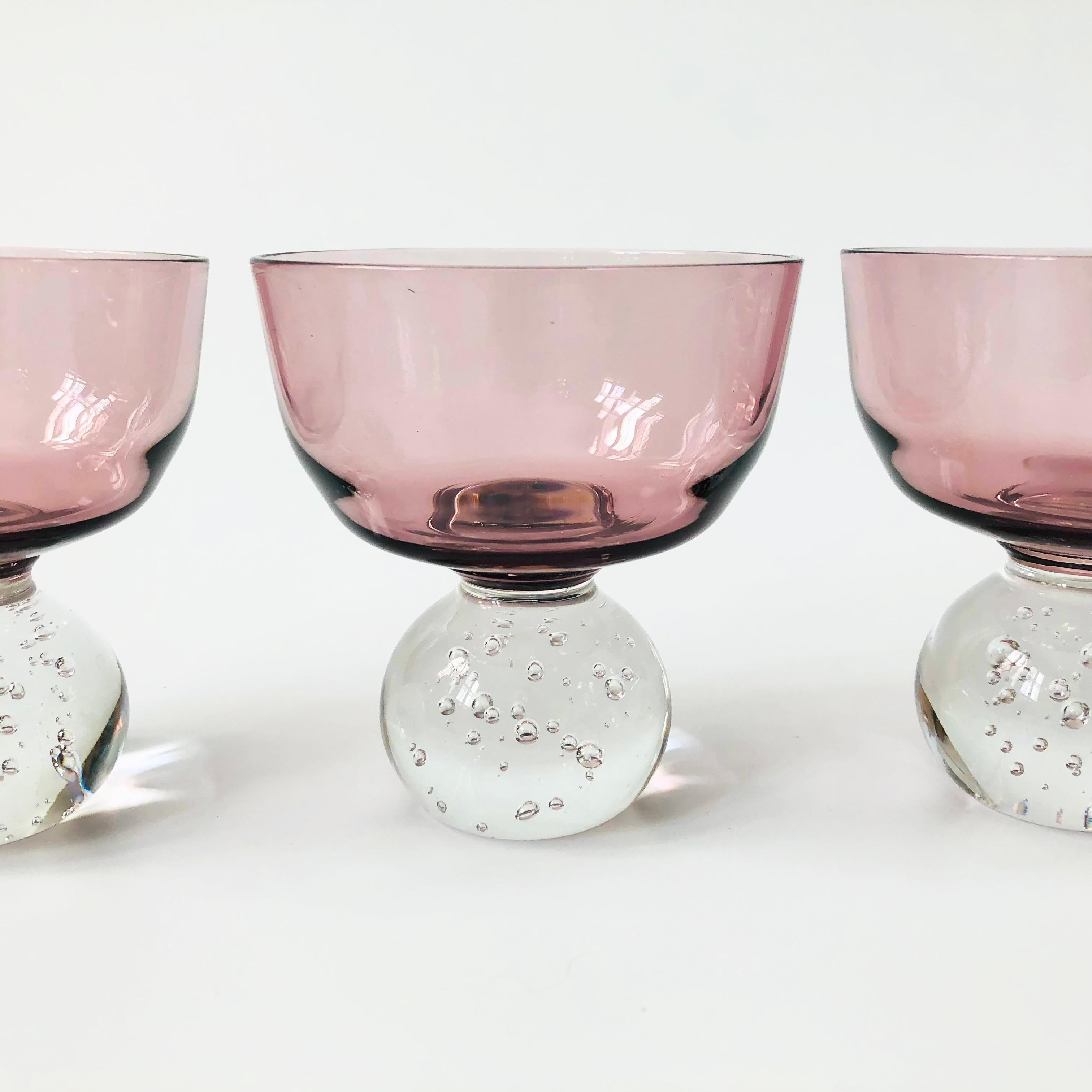 American Carl Erickson Purple Art Glass Coupes - Set of 4