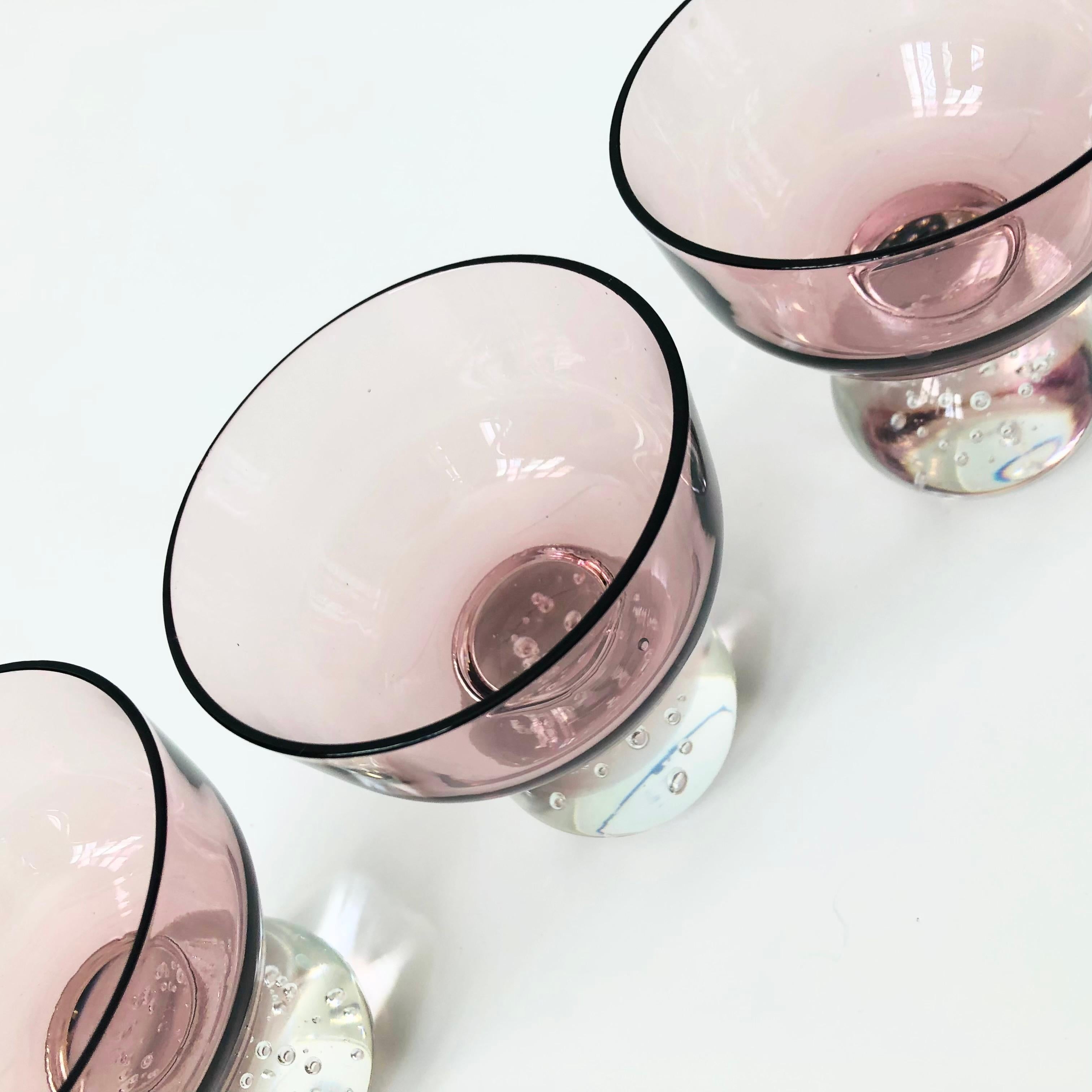 Carl Erickson Purple Art Glass Coupes - Set of 4 In Good Condition In Fairfield, CA