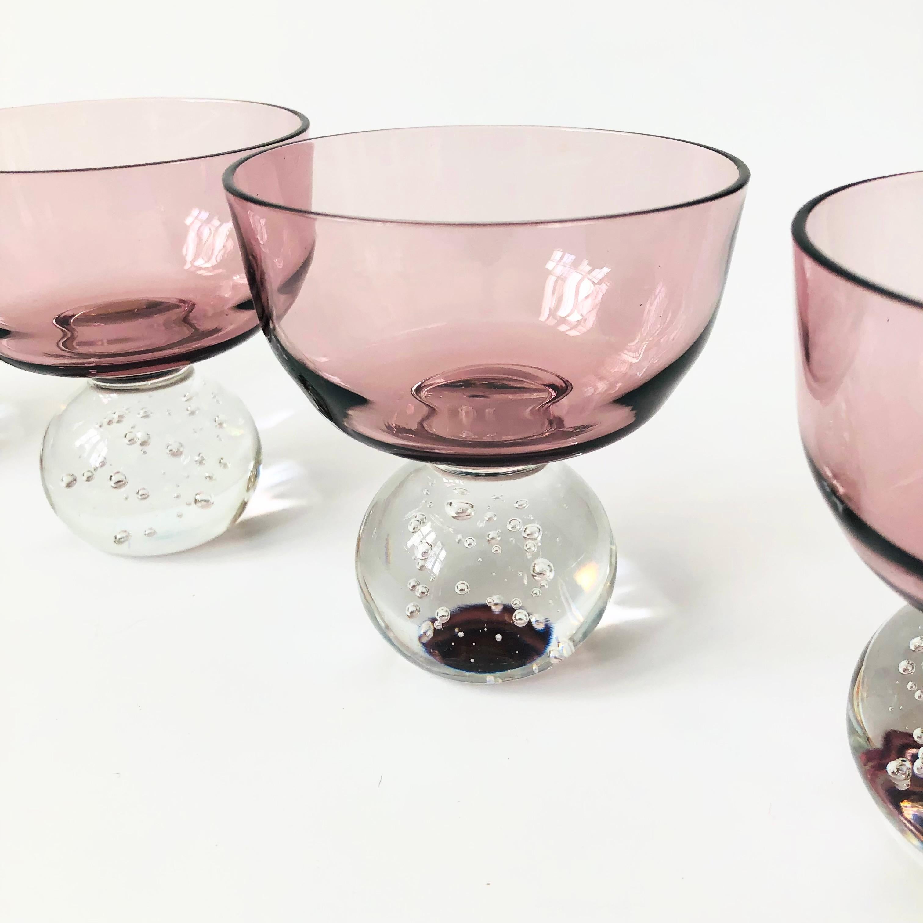 Carl Erickson Purple Art Glass Coupes - Set of 4 1