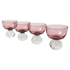 Carl Erickson Purple Art Glass Coupes - Set of 4