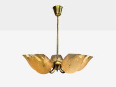 Carl Erik Bodén, Chandelier, Brass, Glass, Sweden, 1940s