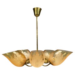Carl Erik Bodén, Chandelier, Brass, Glass, Sweden, 1940s