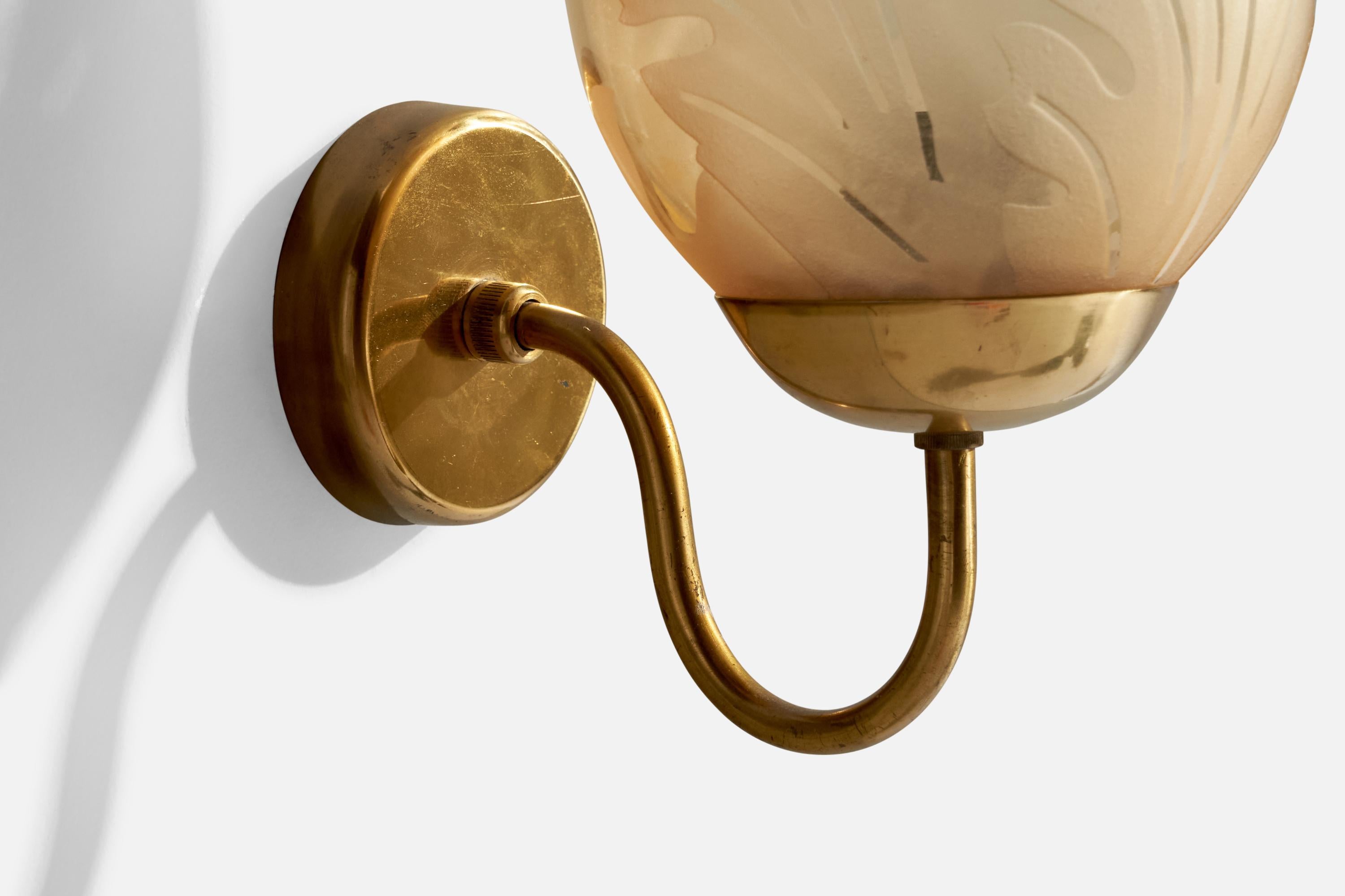 Carl Erik Bodén, Wall Lights, Brass, Glass, Sweden, 1940s 1