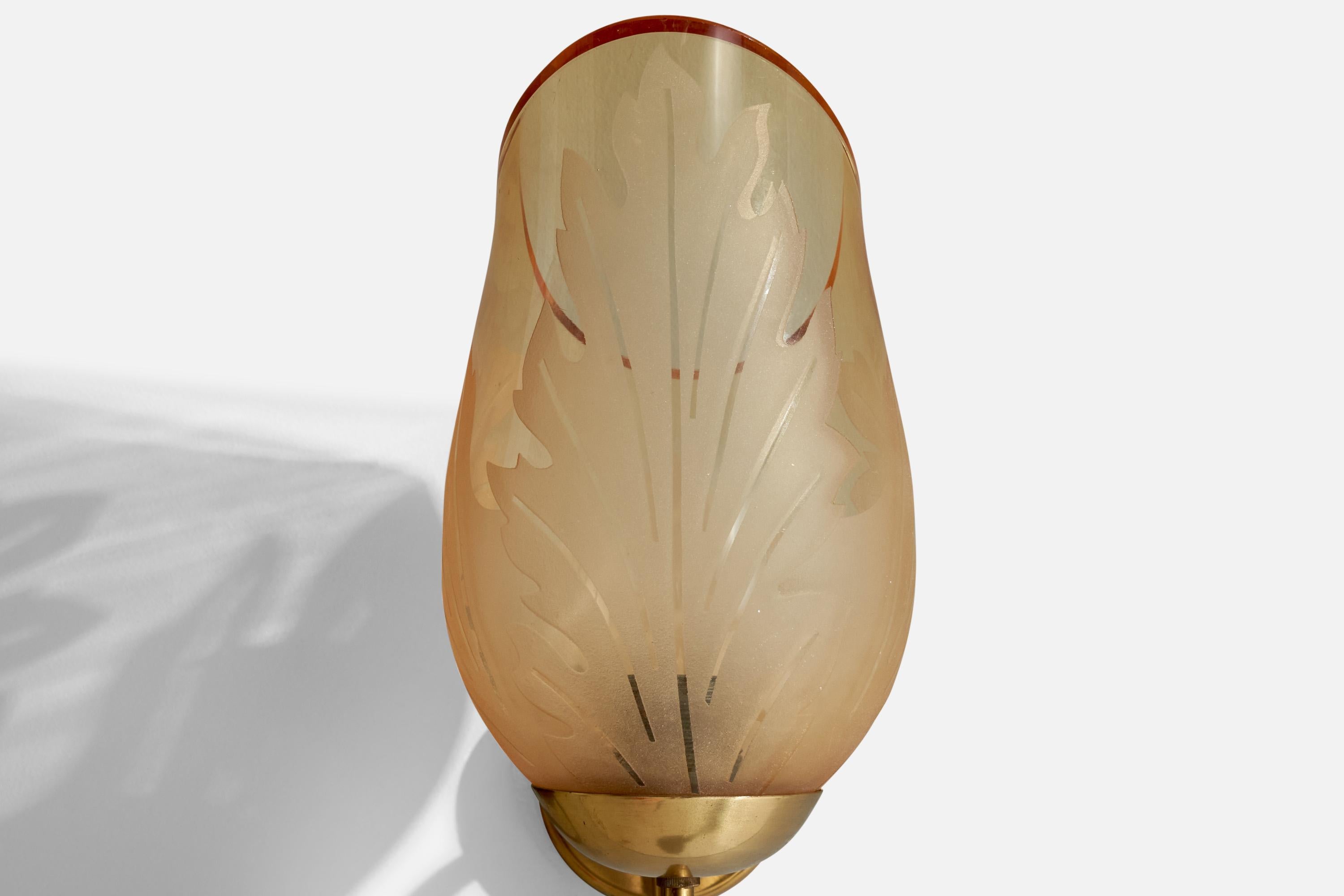 Carl Erik Bodén, Wall Lights, Brass, Glass, Sweden, 1940s 2