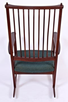 Chaise à bascule Ynge Ekstrom tapissée en bois de rose, années 1960