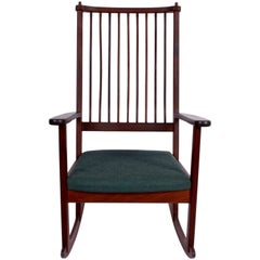 Ynge Ekstrom Gepolsterter Schaukelstuhl aus Rosenholz, 1960er Jahre
