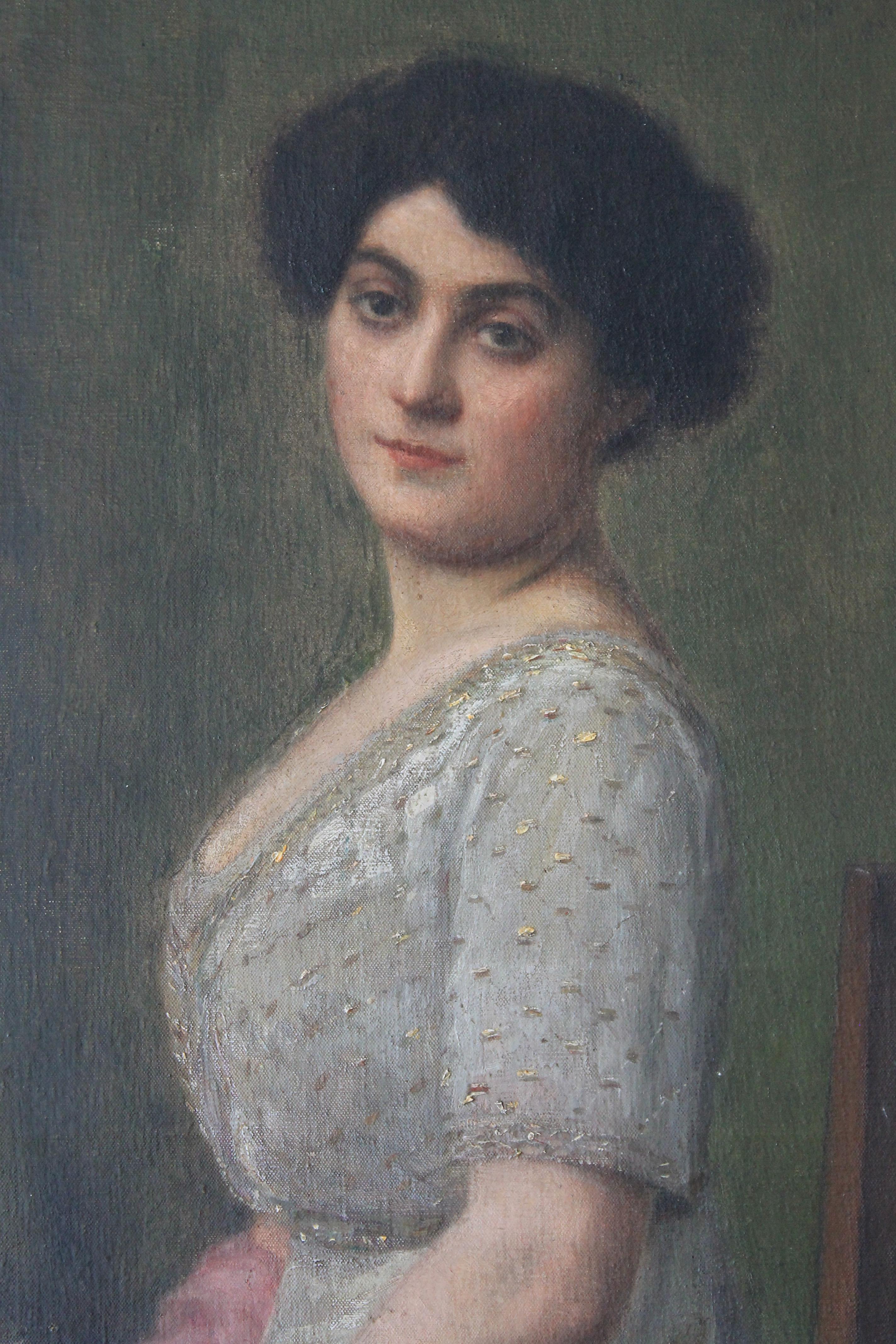Portrait ancien d'une femme assise par Carl Ernst Von Stetten en vente 2