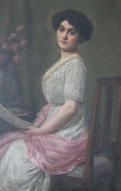 Antique portrait of a woman sitting by Carl Ernst Von Stetten