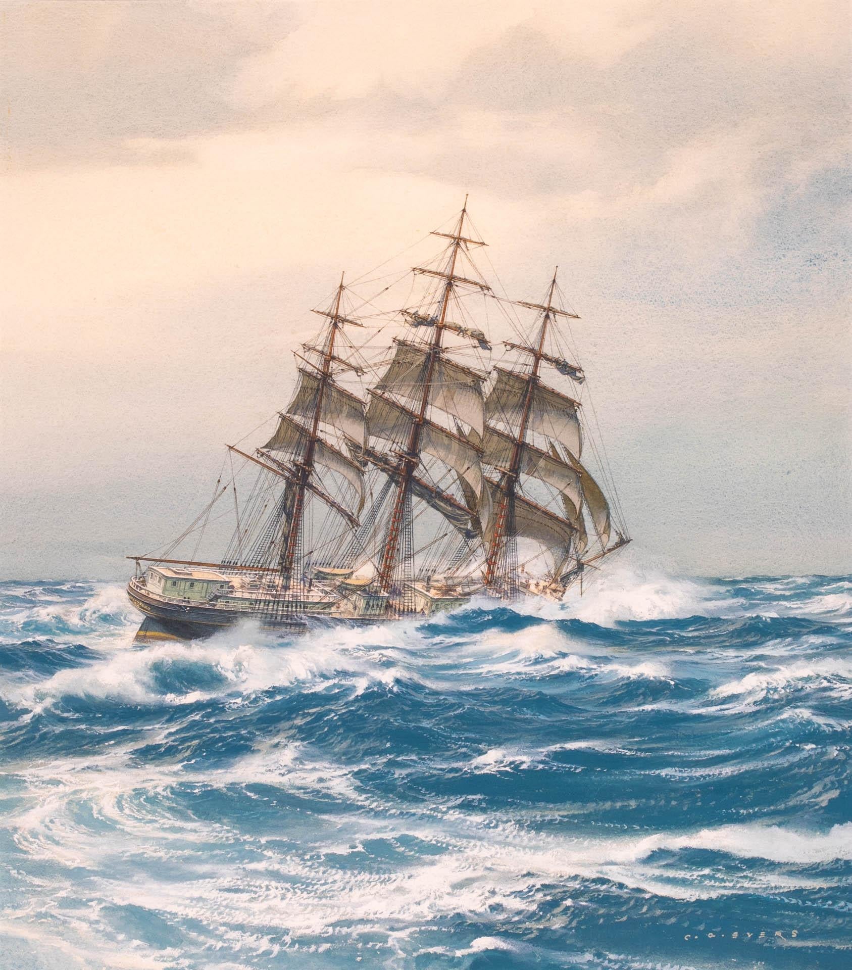 Bateau GLORY OF THE SEAS (La gloire des mers) - Painting de Carl Evers