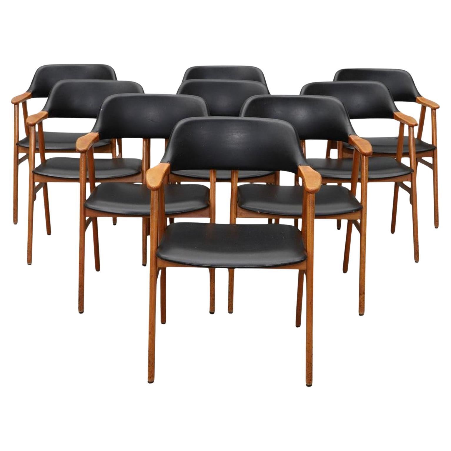 CARL-EWERT EKSTRÖM 1960s Dining Chairs Set of 10 1960s mid century modern black in vendita
