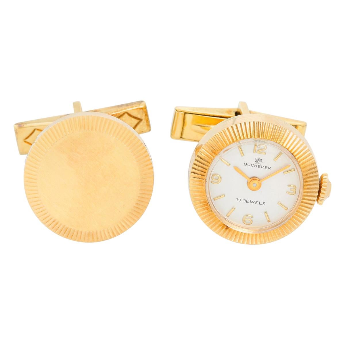 Carl F. Bucherer 18 Karat Yellow Gold Cufflinks Watch