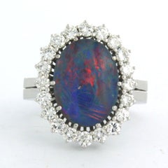 Carl F. Bucherer 18k White Gold Opal & Diamond Cocktail Ring, 1990