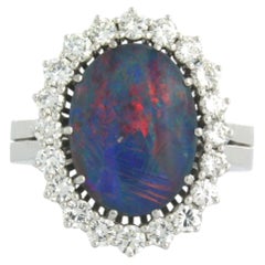 Carl F. Bucherer 18k White Gold Opal & Diamond Cocktail Ring, 1990