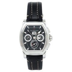 Carl F. Bucherer Black Stainless Steel Leather Patravi T-Graph Wristwatch 39 mm