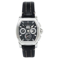 Carl F. Bucherer Montre-bracelet Patravi T-Graph en acier inoxydable et cuir noir, 39 mm