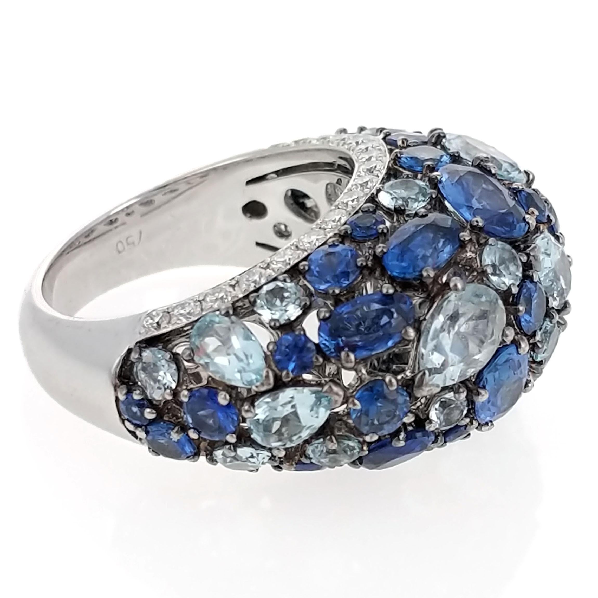 Carl F. Bucherer Contemporary Sapphire, Diamond, Topaz and Gold Ring In Excellent Condition In New York, NY