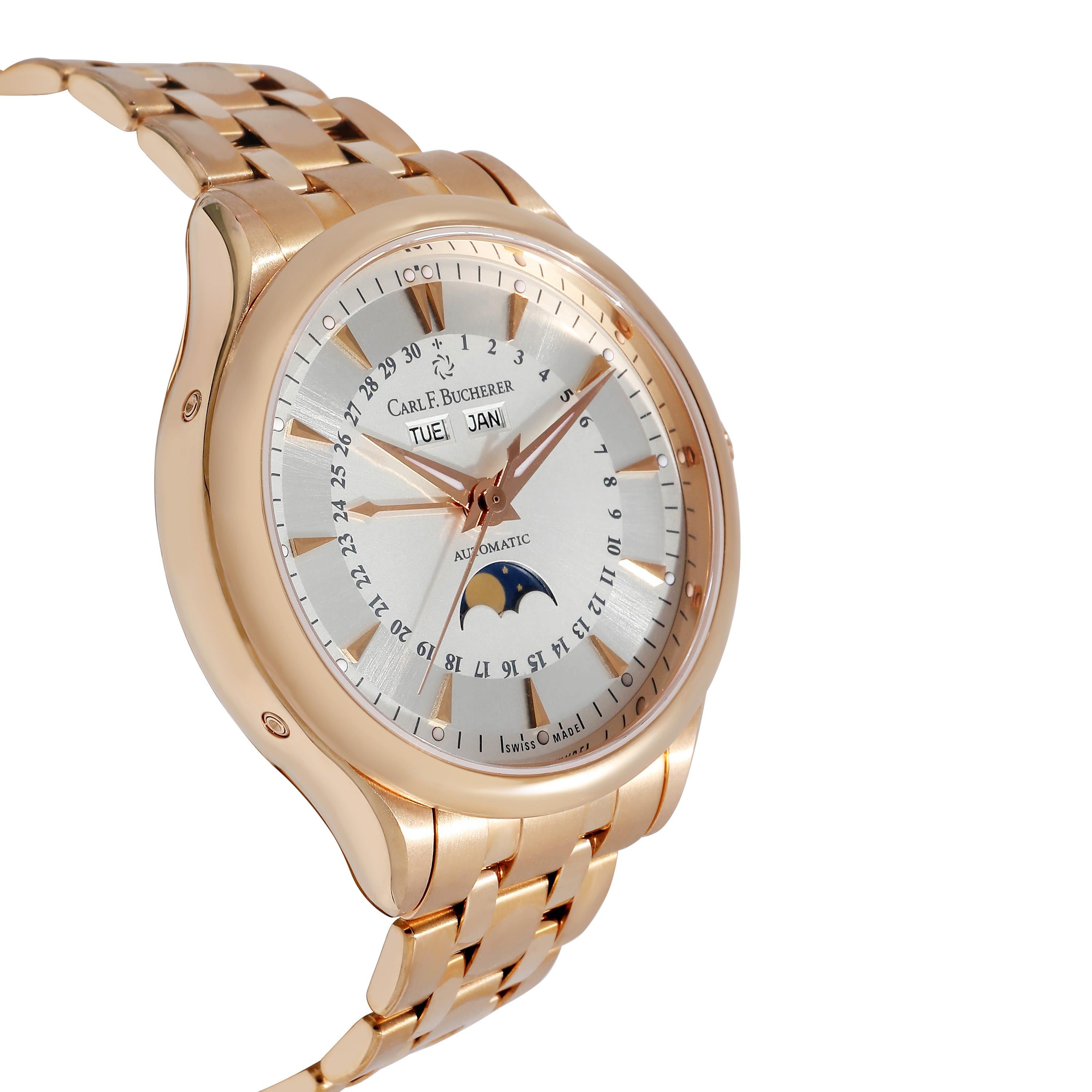 Carl F. Bucherer Manero Moonphase 10909.03A Herrenuhr aus 18 Karat Roségold im Zustand „Hervorragend“ in New York, NY