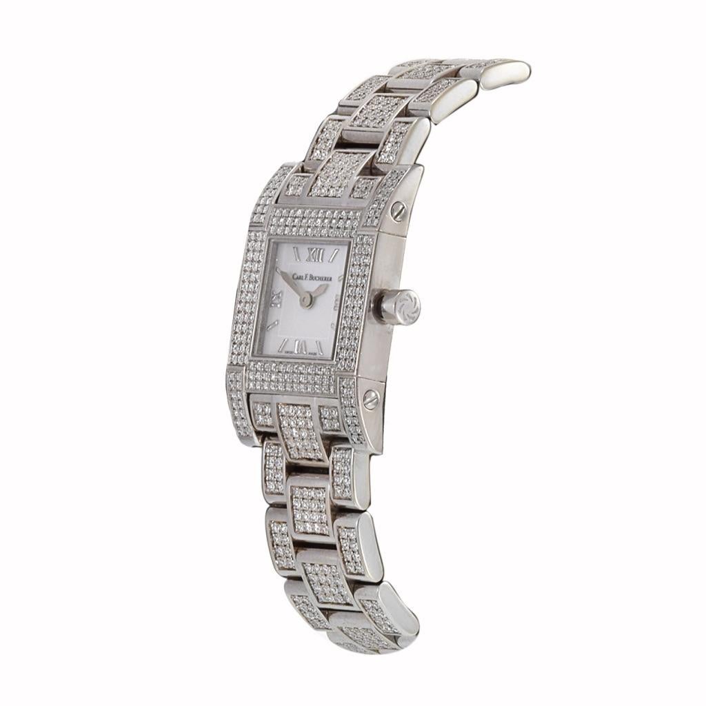 Modern Carl F. Bucherer Pathos 18K White Gold Mother of Pearl and Diamond Watch For Sale