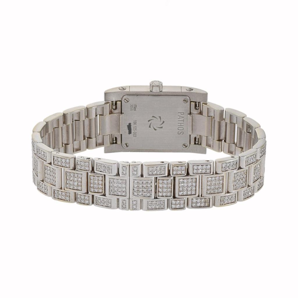 Round Cut Carl F. Bucherer Pathos 18K White Gold Mother of Pearl and Diamond Watch For Sale