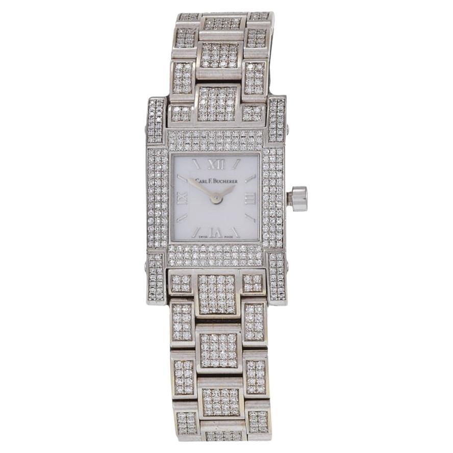 Carl F. Bucherer Pathos 18K White Gold Mother of Pearl and Diamond Watch For Sale