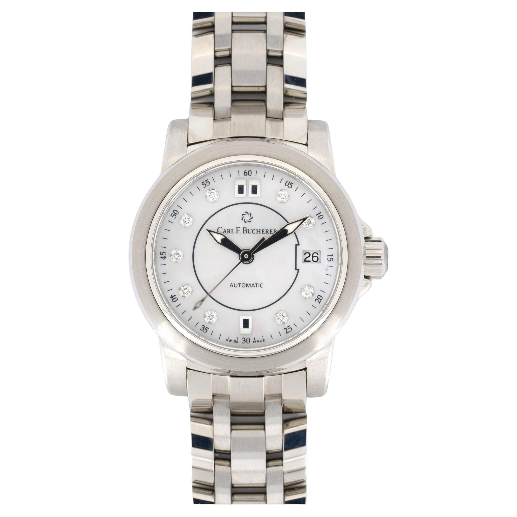 Carl F. Bucherer Patravi Autodate 00.10621.08.77.21 Perlmutt und Diamant im Angebot