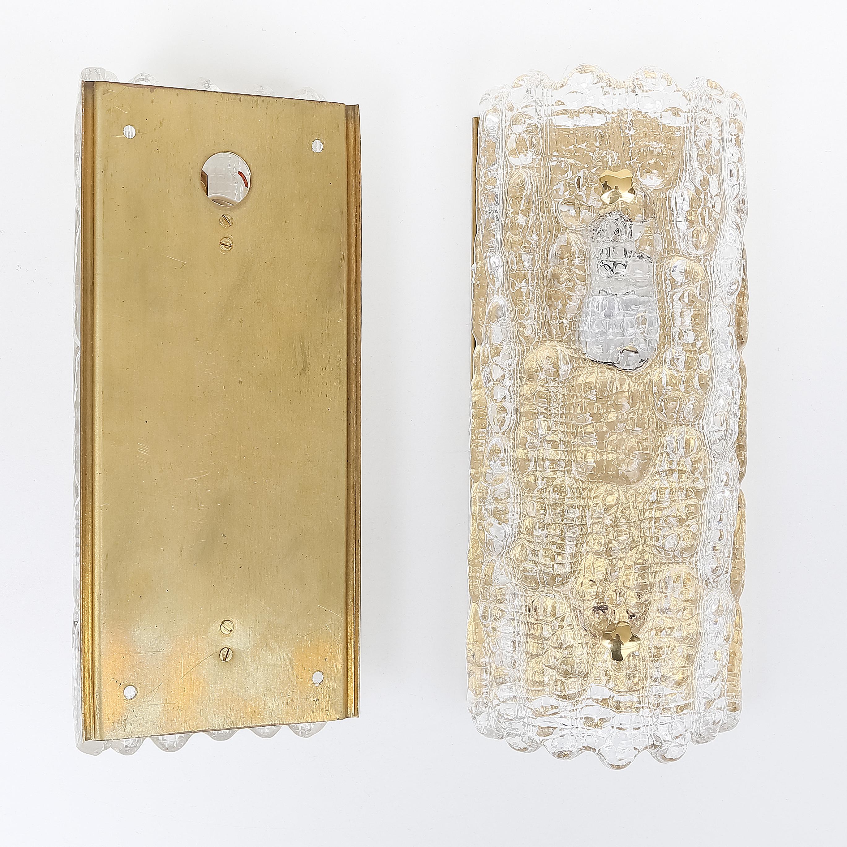 Mid-Century Modern Carl Fagerlund 2 appliques pour Orrefors Suède 1960 en vente