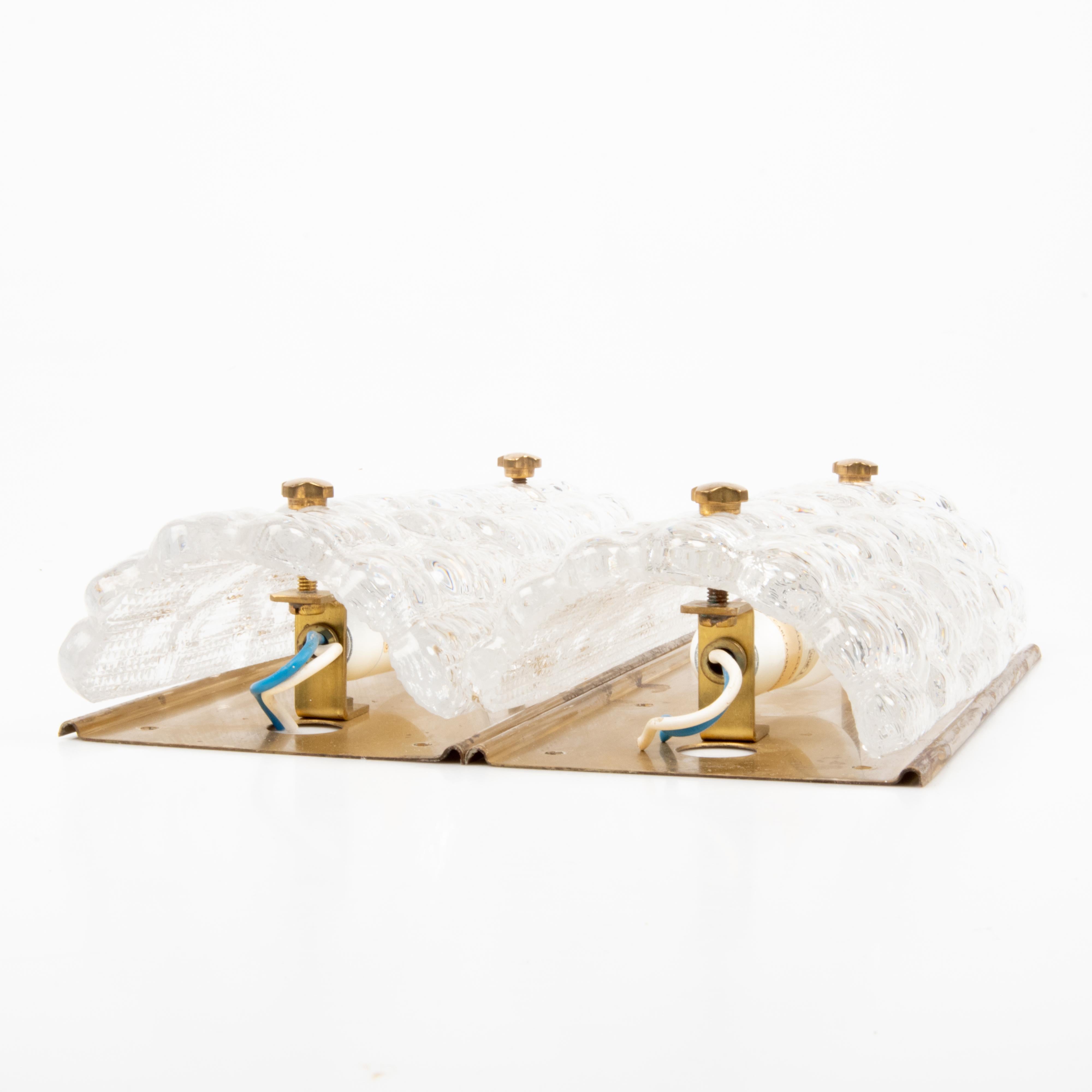 20ième siècle Carl Fagerlund 2 appliques pour Orrefors Suède 1960 en vente