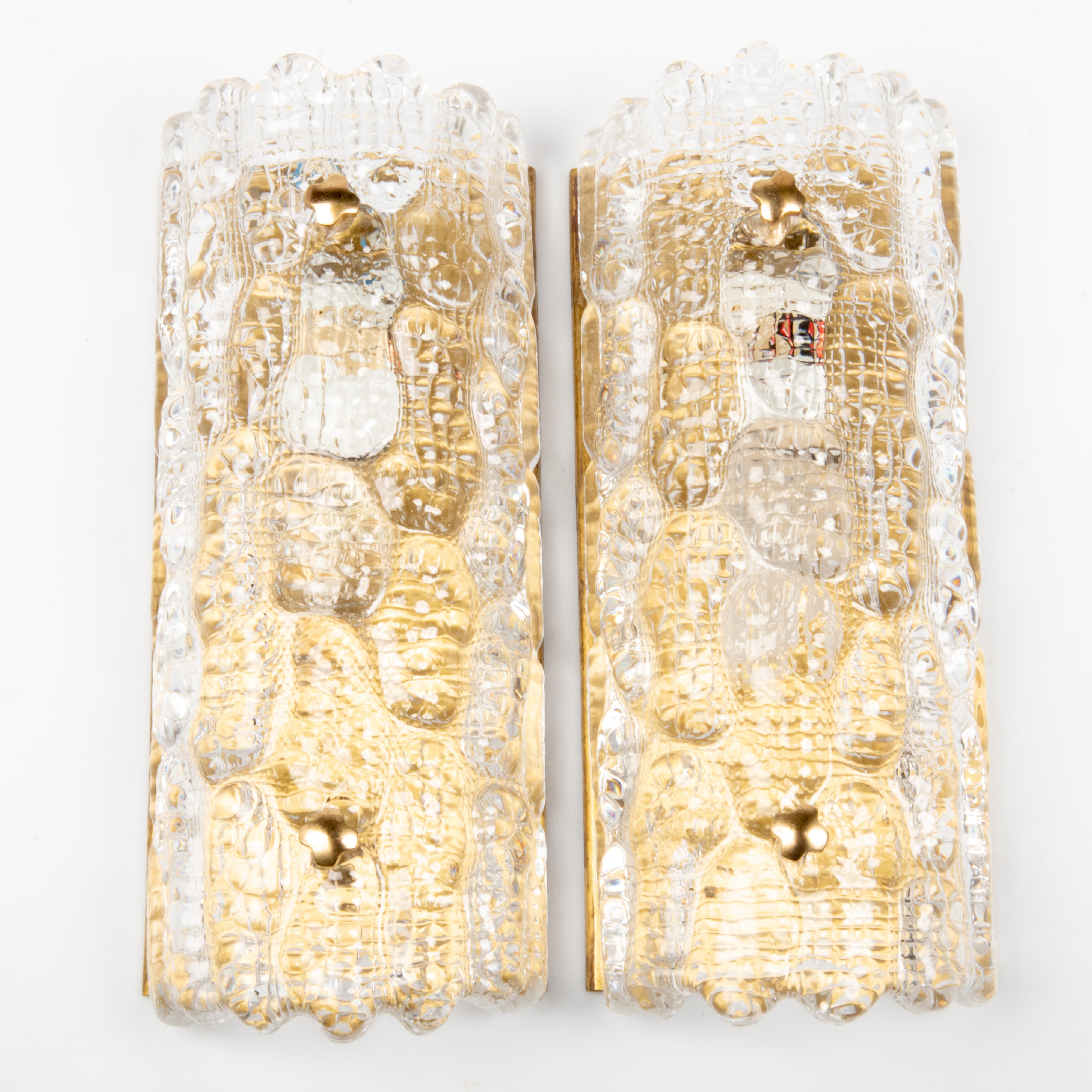Laiton Carl Fagerlund 2 appliques pour Orrefors Suède 1960 en vente