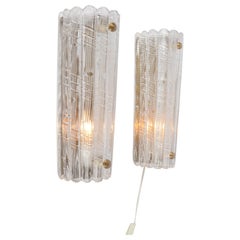 Paire de grands luminaires muraux de Carl Fagerlund, Orrefors, Suède, années 1960