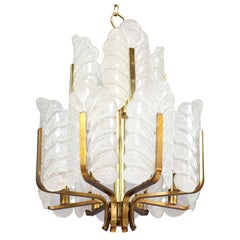 Carl Fagerlund “Acanthus Leaf” Glass Chandelier for Orrefors