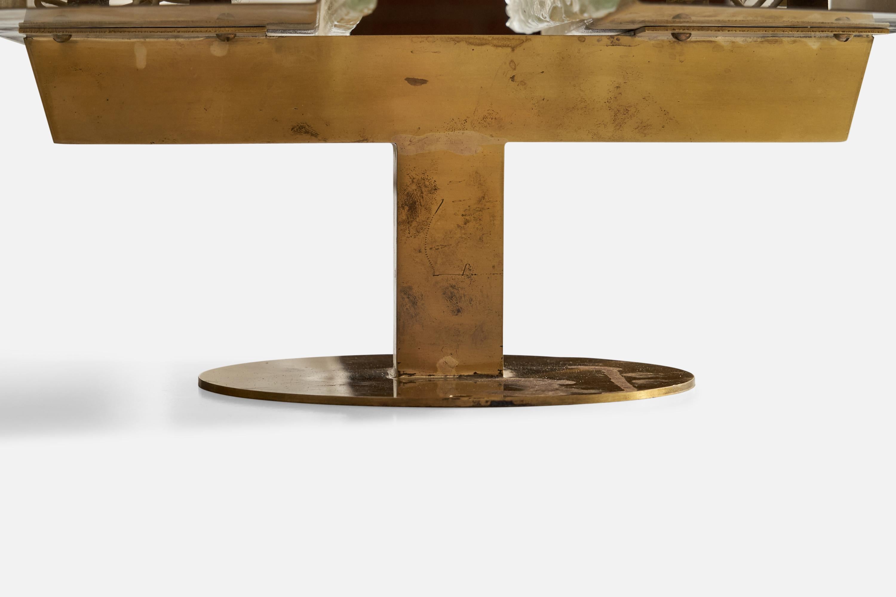Carl Fagerlund Attribution, Wandleuchte, Messing, Glas, Schweden, 1960er Jahre 2