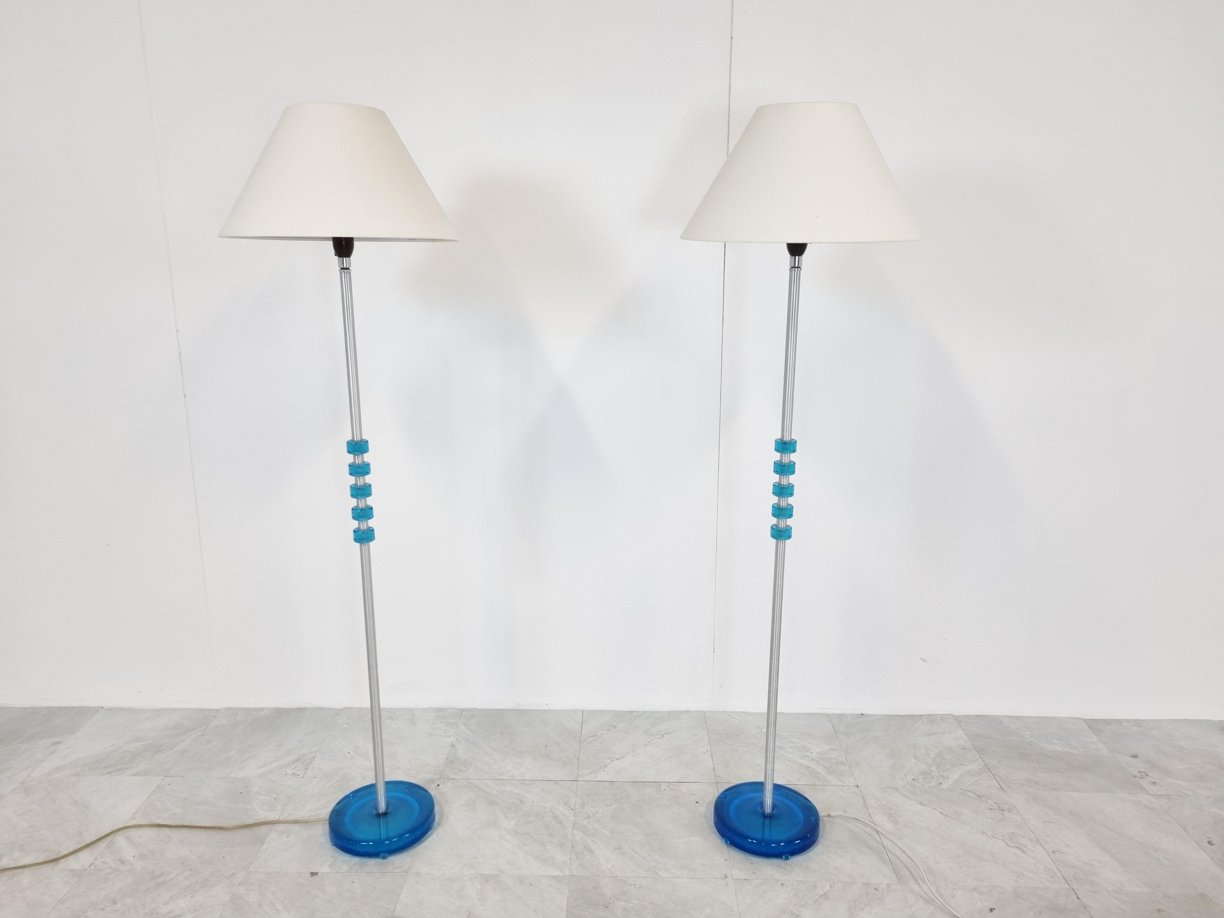 Carl Fagerlund Blue Glass Floor Lamps, Set of 2, 1960s For Sale 3