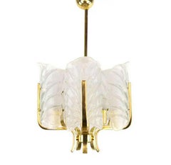 Carl Fagerlund Brass & Crystal Glass Chandelier for Orrefors, Sweden, 1960s