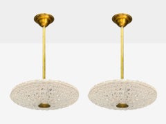 Carl Fagerlund, Brass, Glass, Pendant Lights, Sweden, 1940s