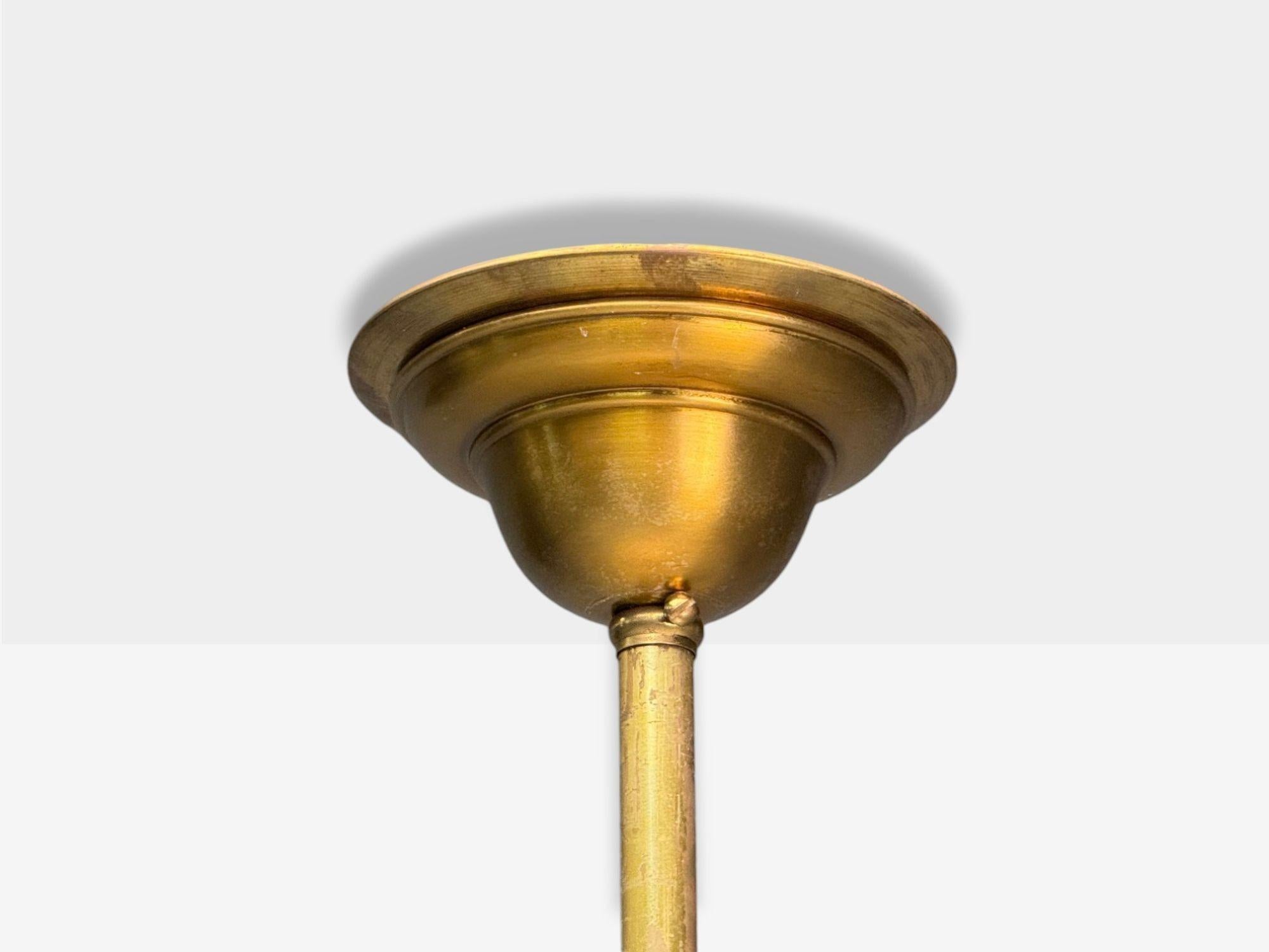 Carl Fagerlund, Brass, Glass, Pendant Lights, Sweden, 1940s For Sale 3