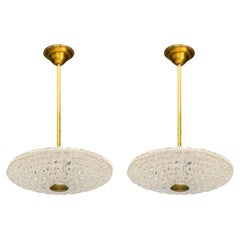 Carl Fagerlund, Brass, Glass, Pendant Lights, Sweden, 1940s