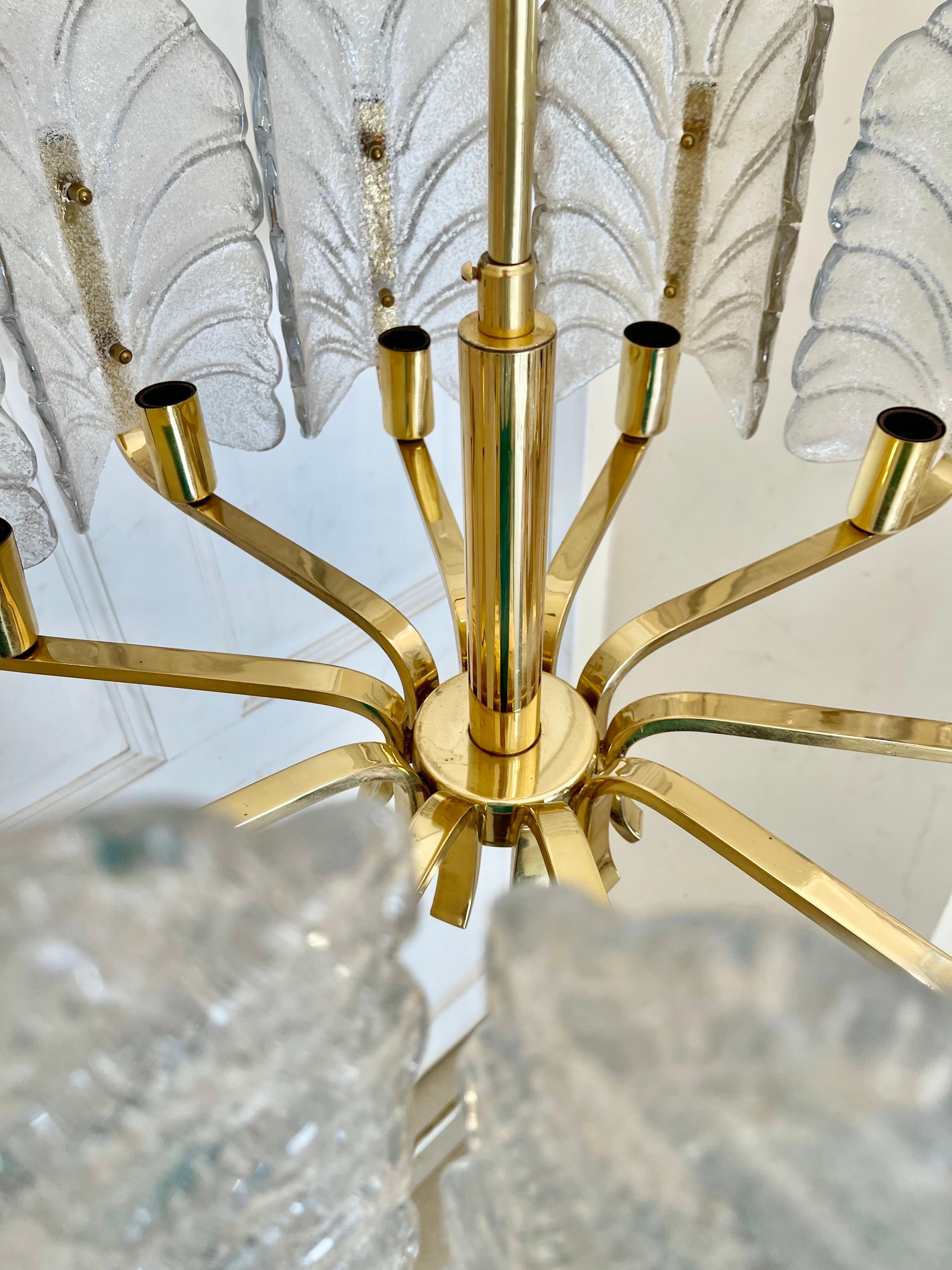 Carl Fagerlund By Orrifors Chandelier 10 Leaves glass Murano In Good Condition For Sale In DÉNIA, ES