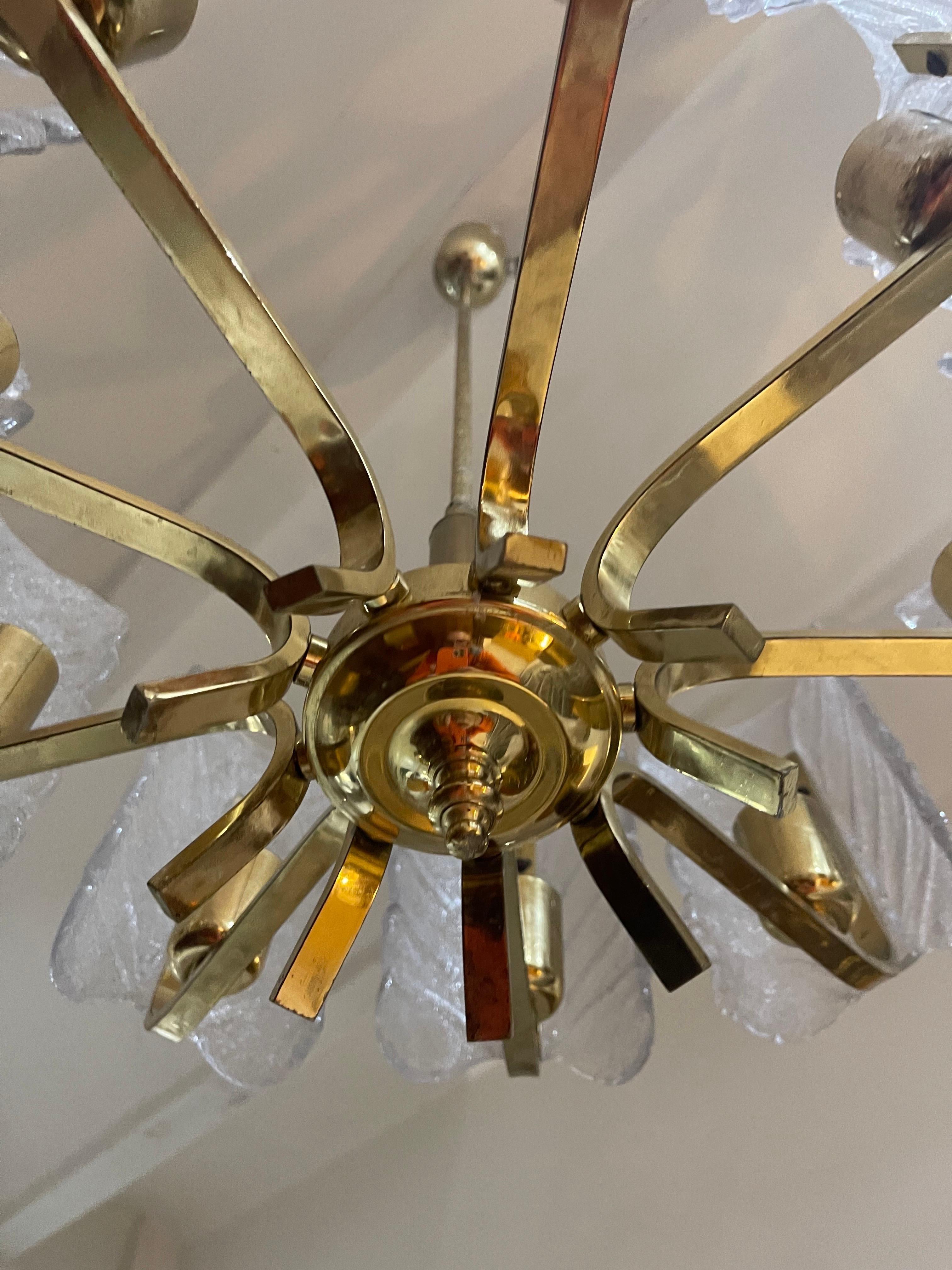 Carl Fagerlund By Orrifors Chandelier 9 Leaves glass Murano In Good Condition For Sale In DÉNIA, ES